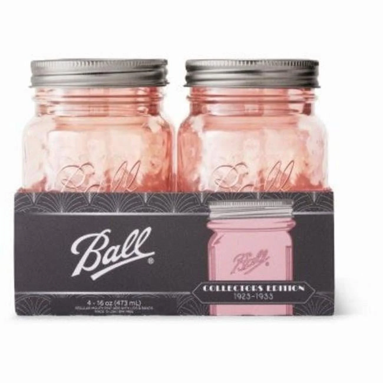 Rubbermaid & Jarden 237048 16 oz Ball Pint Wide Mouth Jar; Pink Vintage - Pack of 4