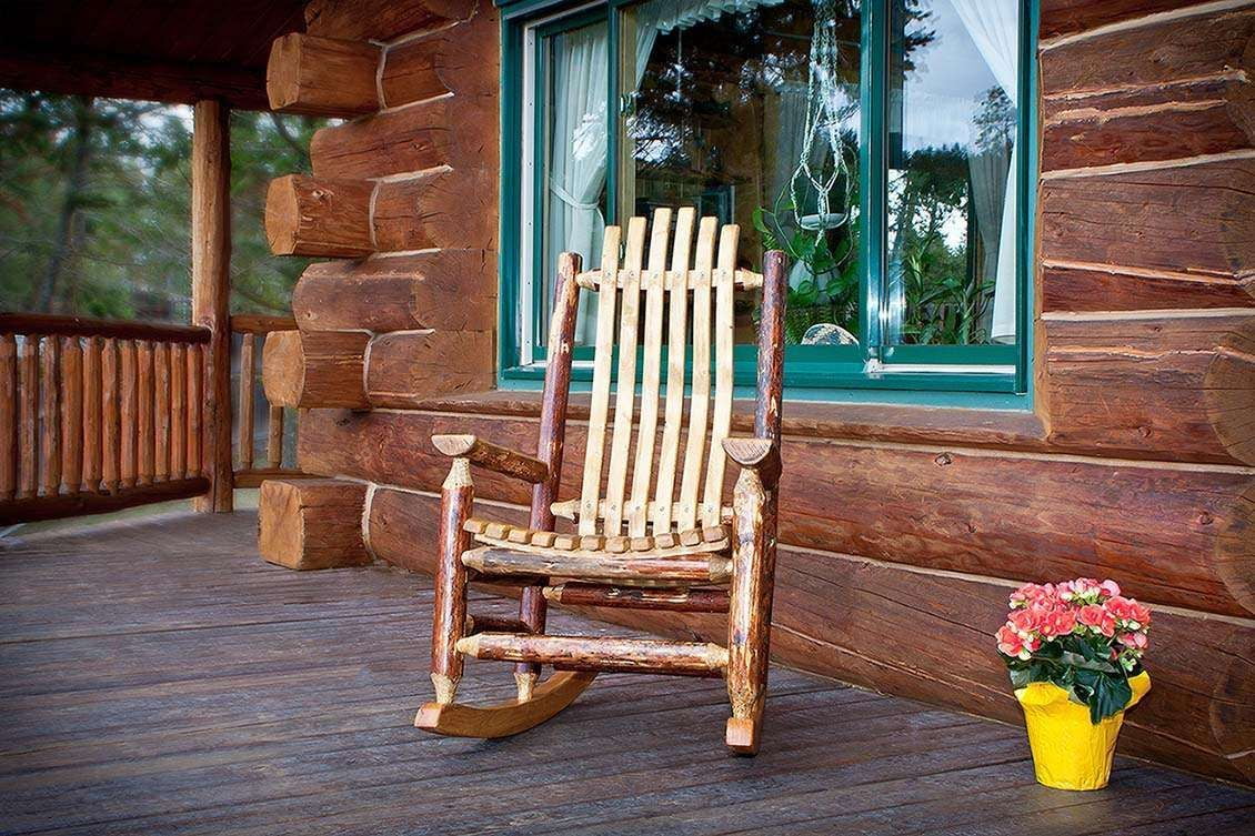 Glacier Country Collection Adult Log Rocker, Exterior Stain Finish