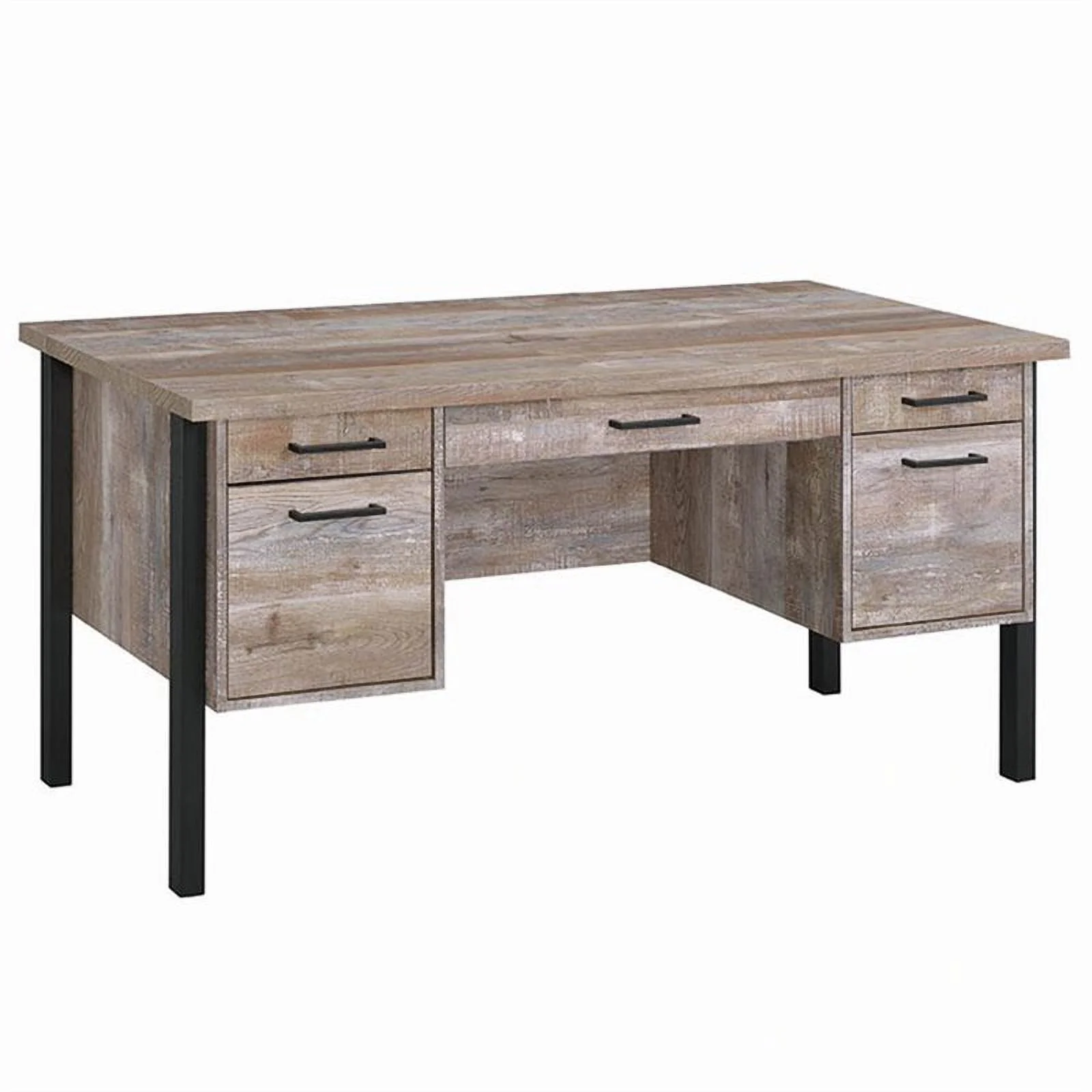 Samson 4-drawer Office Desk Weathered Oak