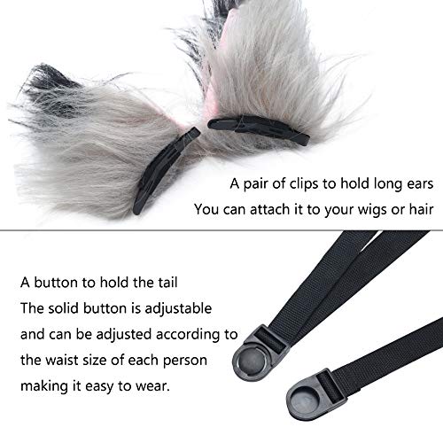 LA CARRIE Plush Tail and Ears Faux Fur Animal Fox Wolf Costume Kit for Unisex Kids Adult Party Halloween Fancy Dress Cosplay