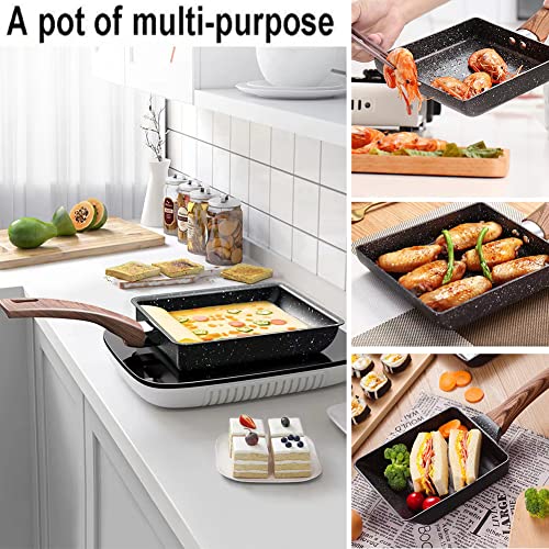 Japanese Omelette Pan-Tamagoyaki Nonstick Pan-Square Pan -Egg Roll Pan-Rectangle Frying Pan-Small Frying Egg Pan, Cooktop Safe, Easy to Clean,6.3 x 7.8 inch (Black)
