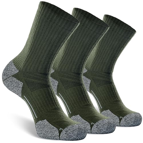CWVLC Crew Hiking Socks, Cushion, Moisture Wicking, Arch Compression Boot Socks