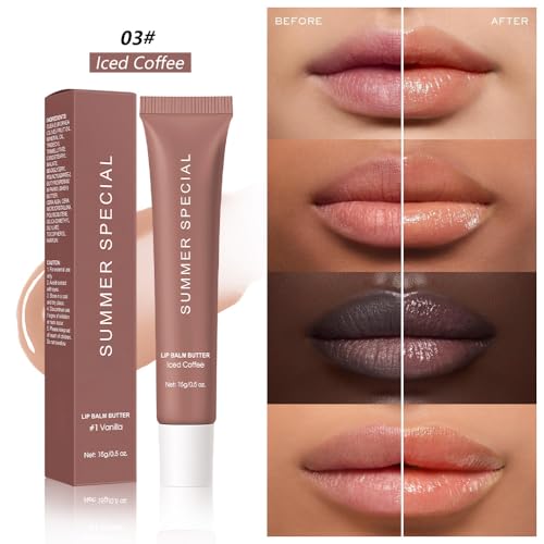 4 PCS Summer Special Lip Butter Balm – Ultra-Hydrating Lip Care with Shea Butter & Olive Oil, Soothes Dry Lips with Natural Tint & Gloss Effect, Lip Plumper Moisture & Light Lip Stain Finish