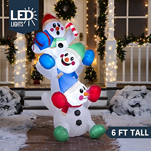 Joiedomi 6 FT Christmas Inflatable Decoration Stacked Snowman with Build-in LEDs Blow Up Inflatables for Xmas Party, Home Indoor Outdoor Christmas Décor Yard Garden Lawn Winter Holiday Supplies Décor