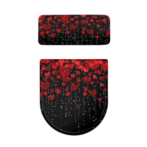 Christmas Bow Bell Toilet Tank Lid Cover and Toilet Seat Lid Cover 2 Pcs Set Toilets Covers with Elastic Cloth Fits Most Toilets Tanks & Lids