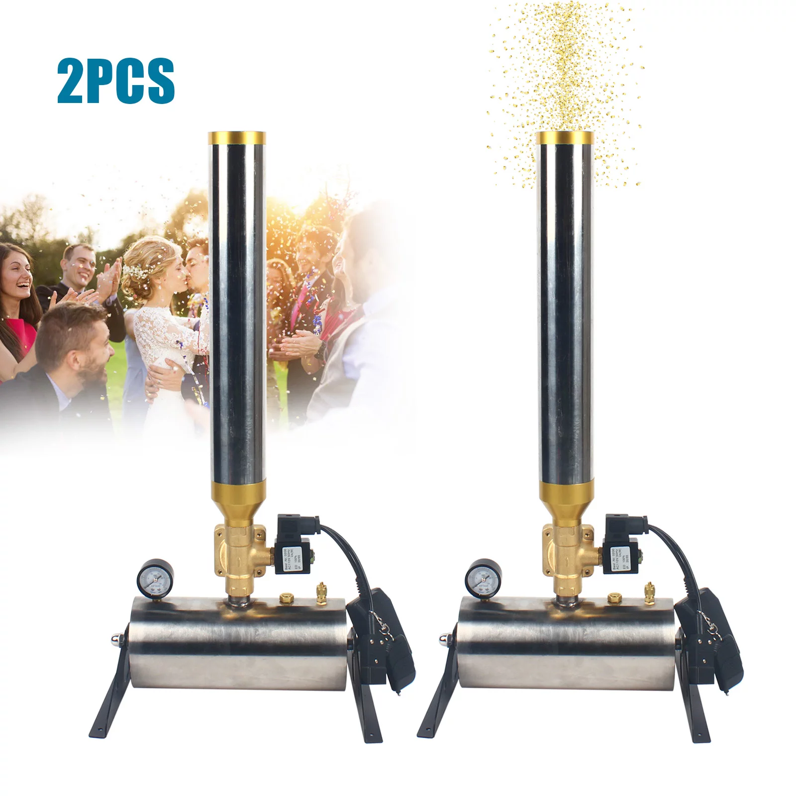 Aiqidi 2Pcs Confetti Launcher Remote Control Confetti Cannon Machine Paper Shots Stage DJ Wedding 150W