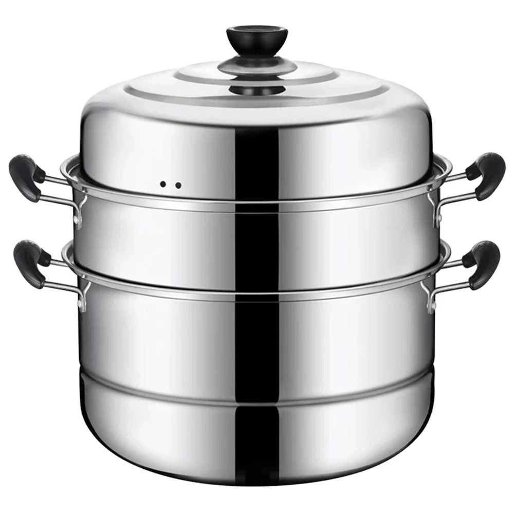 1pc Stainless Steel Three Layers Steamer Pot Stockpot Steaming Pot for Home Use