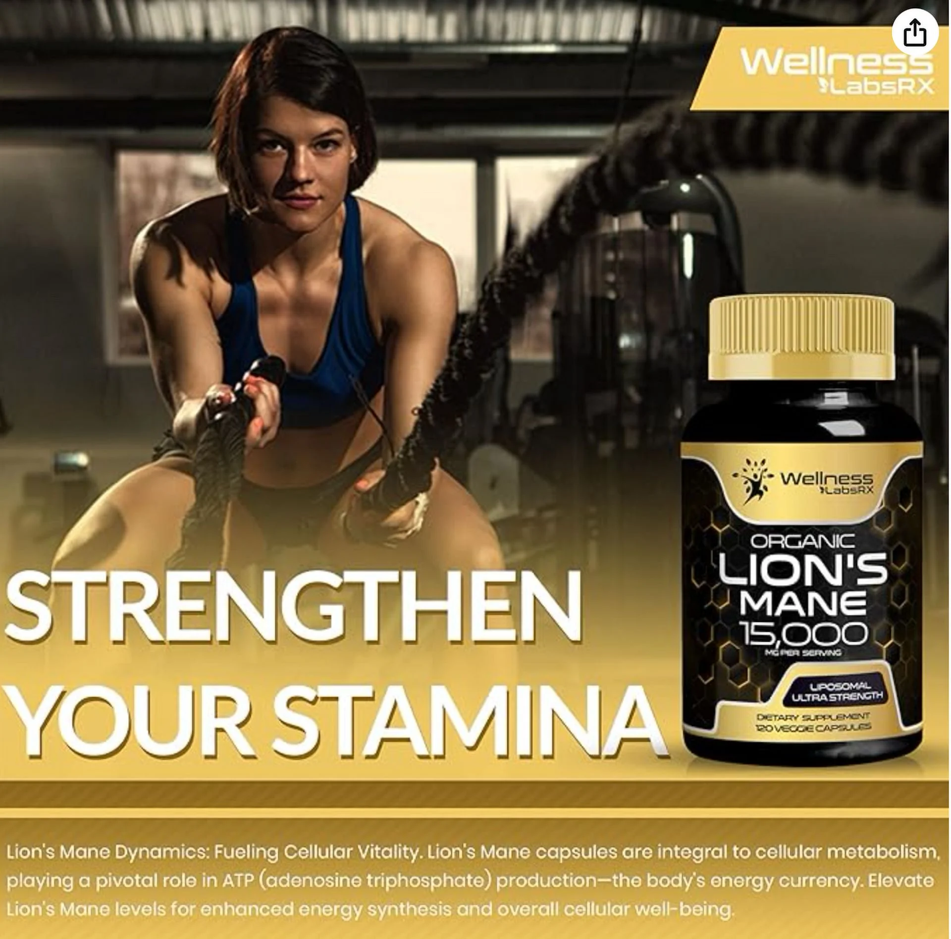 Lions Mane Supplement Mushroom Supplement, Brain Suppleme 120 Capsule