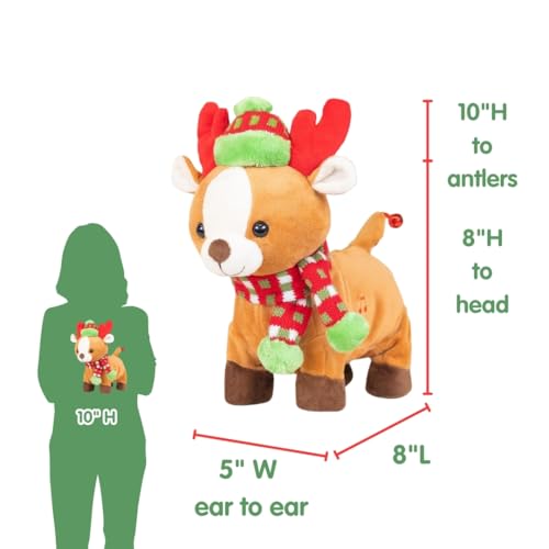Cuddle Barn - Rock & Roll Rider | Animated Walking Dancing Singing Christmas Holiday Reindeer Sings Sleigh Ride, 10 Inches