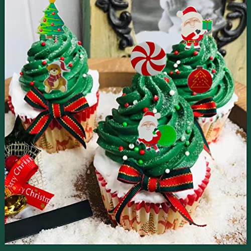 Morofme 300pcs Edible Christmas Cake Decoration Wafer Paper Christmas Cupcake Toppers Edible Santa Clause Xmas Tree Snowman Cupcake Decorations Holiday Cake Decor for New Years Theme Party