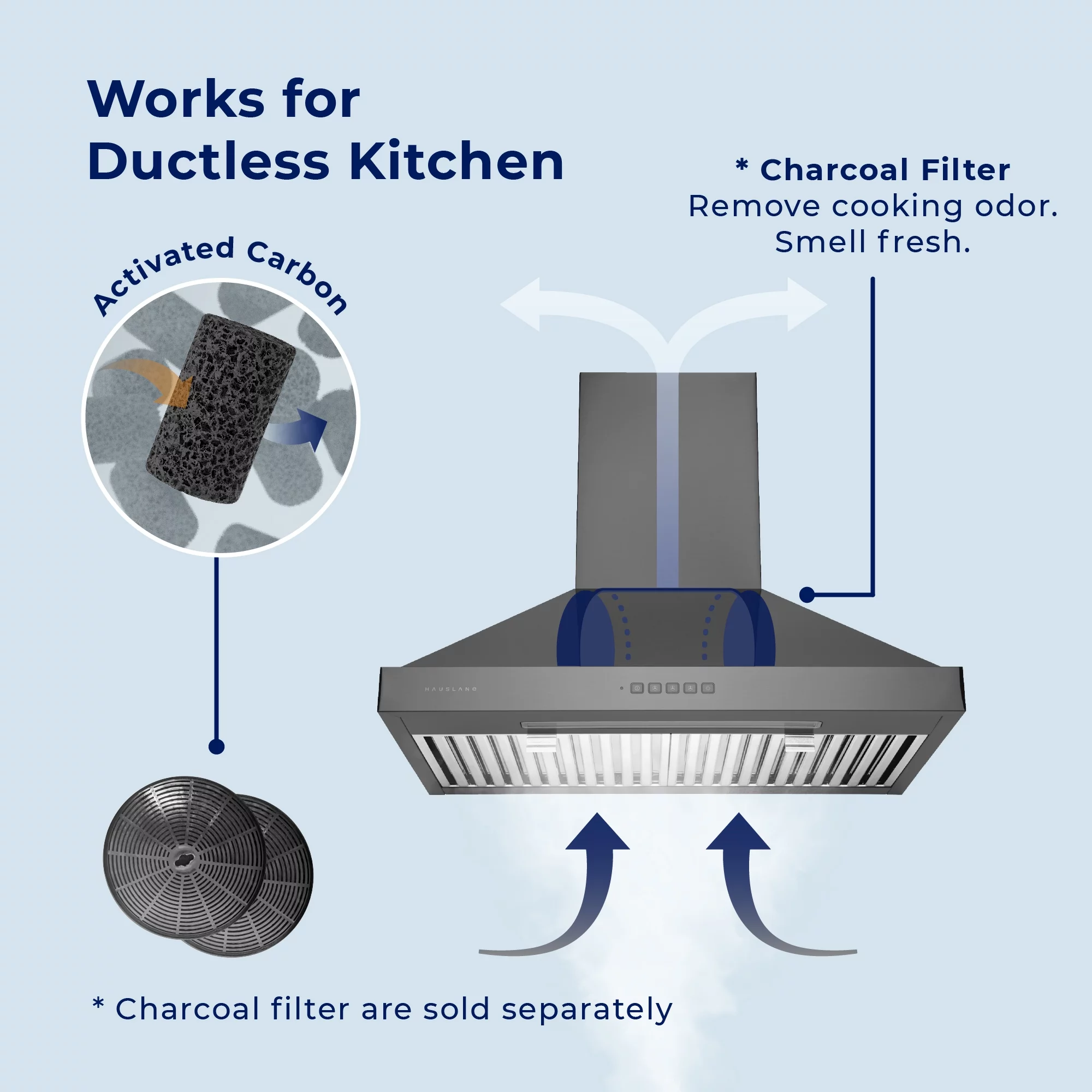 Hauslane WM-590BSS-30 30 in. Convertible Wall-Mounted Range Hood, Black Stainless Steel