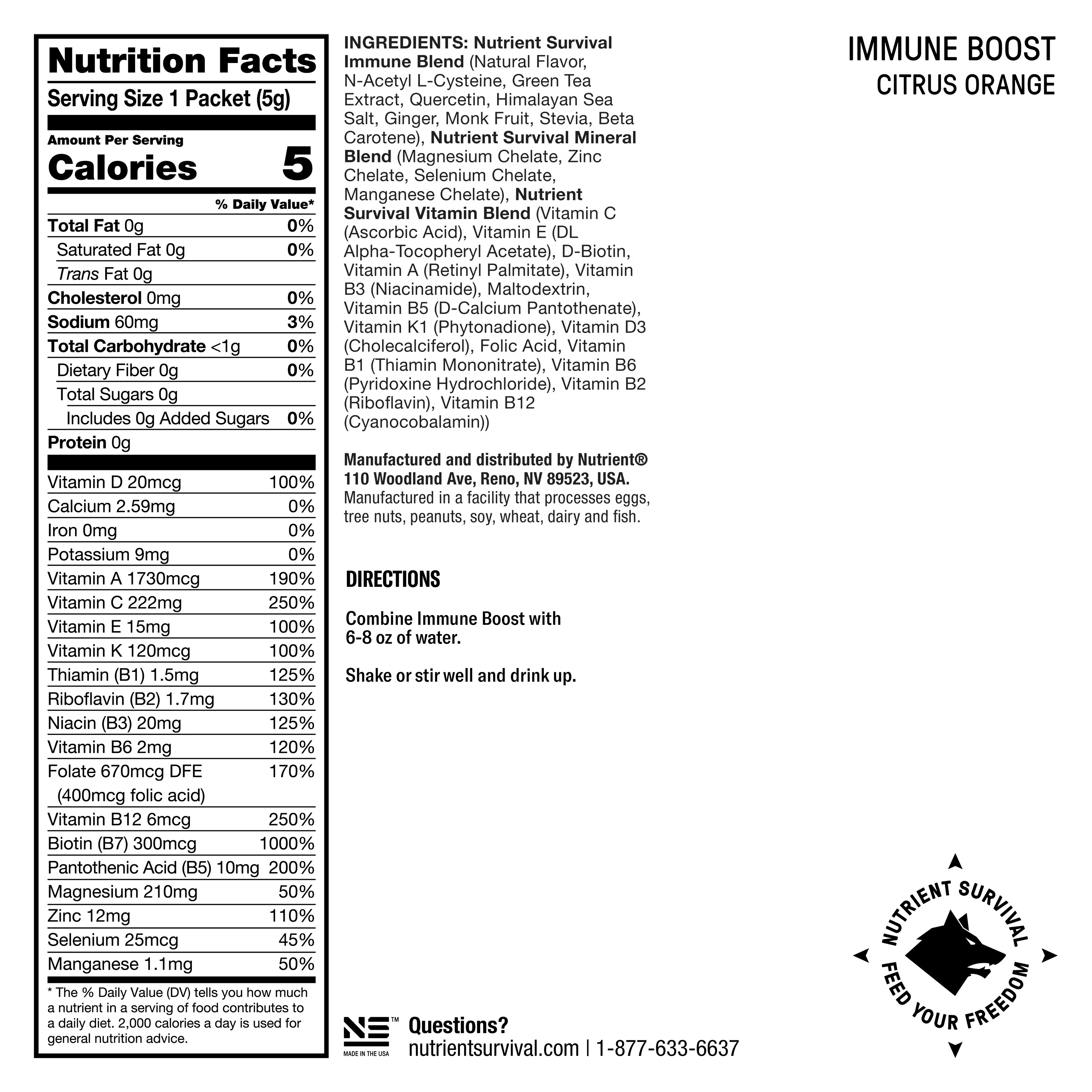 Immune Boost with Zinc and Vitamin A, C, D | Immune System Support Nutrients | Immunity Drink | Nutrient Survival