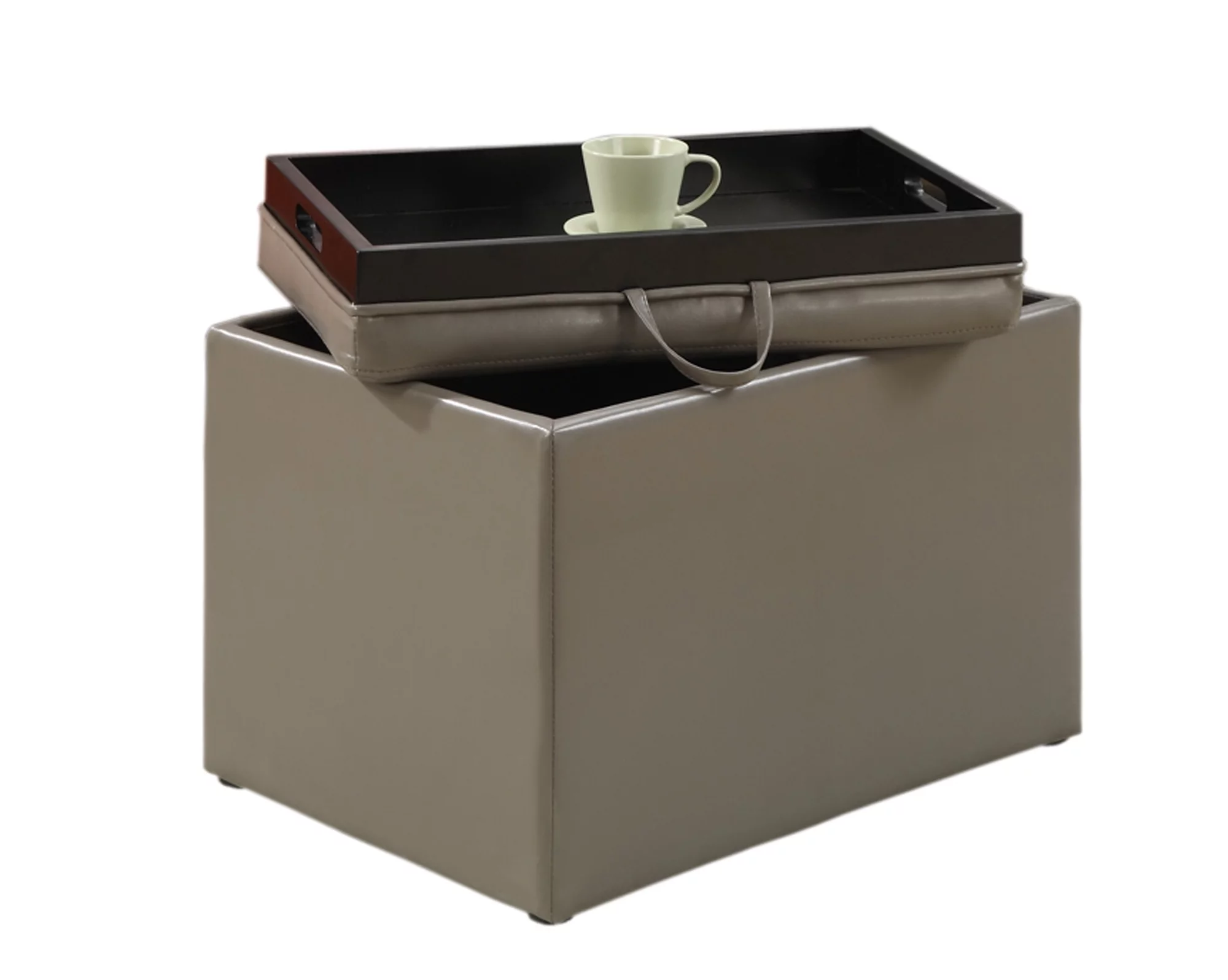 Convenience Concepts Designs4Comfort Accent Storage Ottoman, Taupe Gray Faux Leather