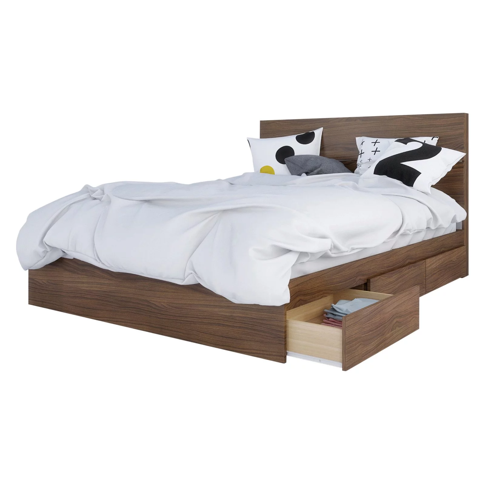 Nexera 2 Piece Queen Size Bedroom Set Walnut