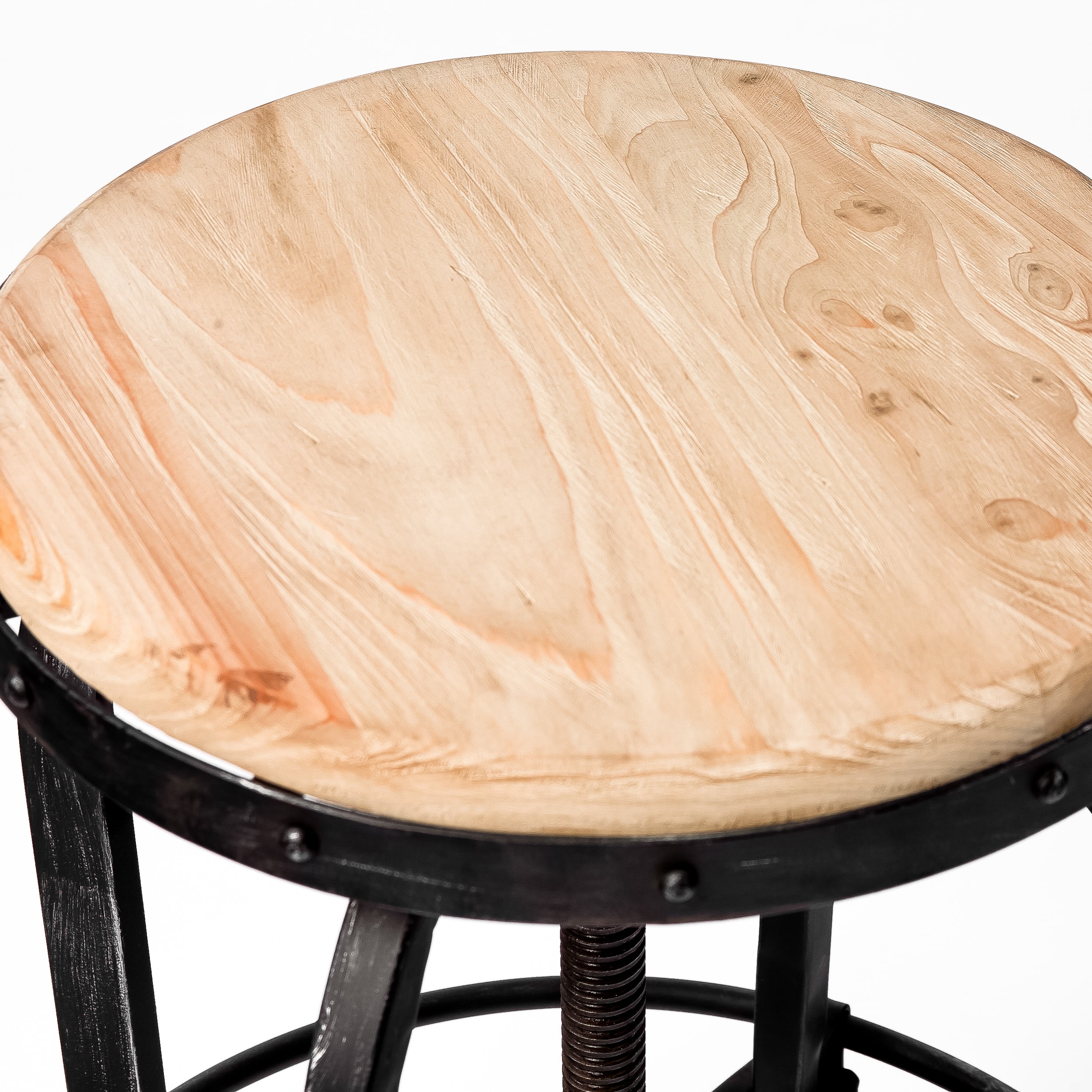 GDF Studio Eulah Modern Industrial Fir Wood Adjustable Swivel Barstool, Natural and Black Brushed Silver