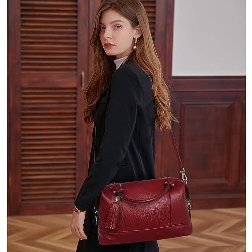 HESHE Womens Genuine Leather Handbags Purse Crossbody Satchel Tote Bags Ladies Real Leather Bags