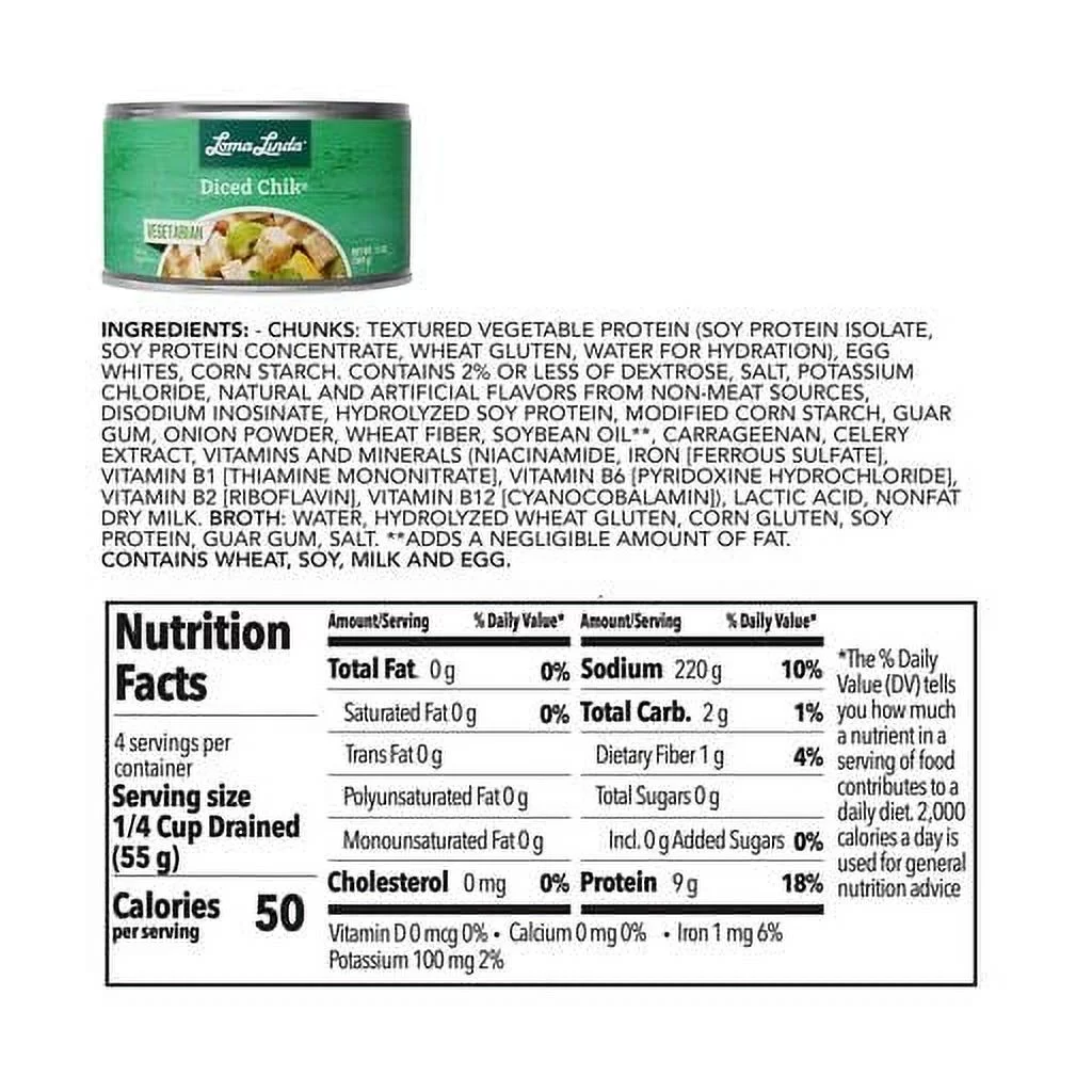 Loma Linda - Plant Based Meats (Diced Chik (13 oz.), 3 Pack)