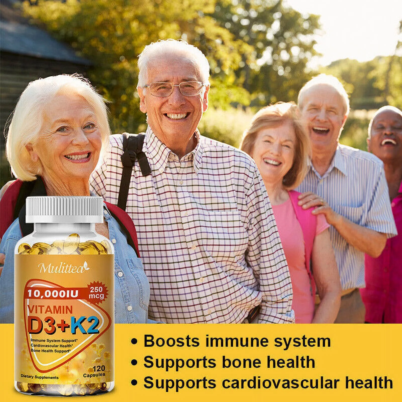 Vitamin K2 (MK7) with D3 10,000 IU Supplement, BioPerine Capsules, Immune Health 120 capsule