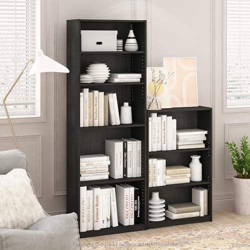 FURINNO JAYA Simply Home 5-Shelf Bookcase, 5-Tier, Black