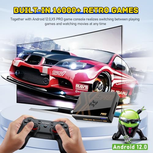 Kinhank Super Console X5 PRO Retro Game Console with 16000+ Games, 8K UHD Output, BT 5.0, Rock Chip RK3588S, SATA 3.1, Wireless Controllers