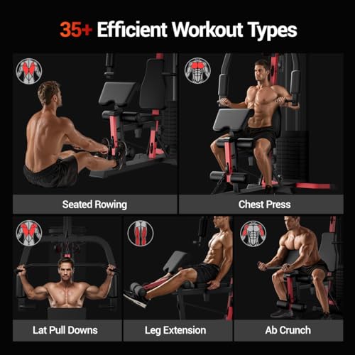 Home Gym System with 160LB Weight Stack, Multifunctional All-in-One Workout Station, Full Body Strength Training System