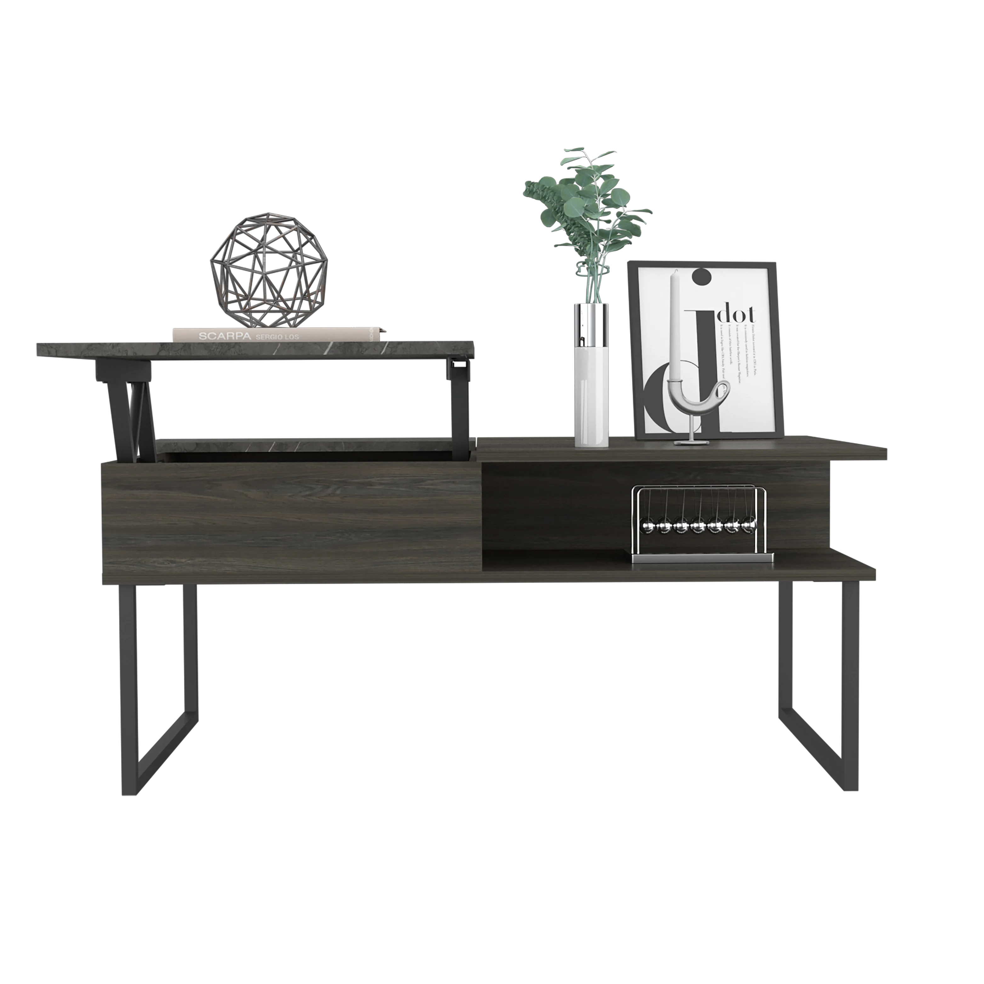Depot E-Shop DE-MCX6257 Atlanta Lift Top Coffee Table, Carbon Espresso & Onyx