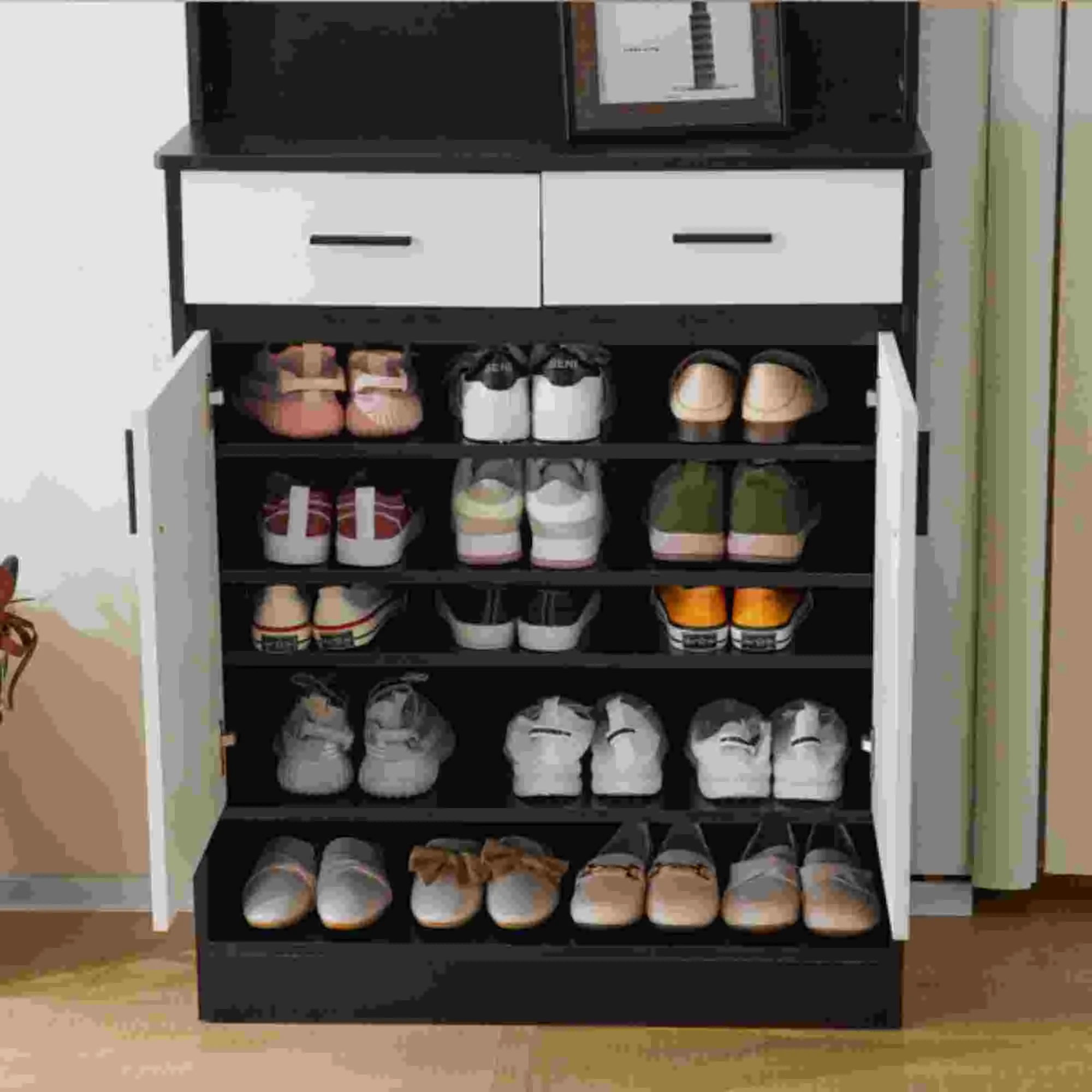 Dinling Entryway Bedroom Armoire,Shoe Cabinet,Wardrobe Armoire Closet White