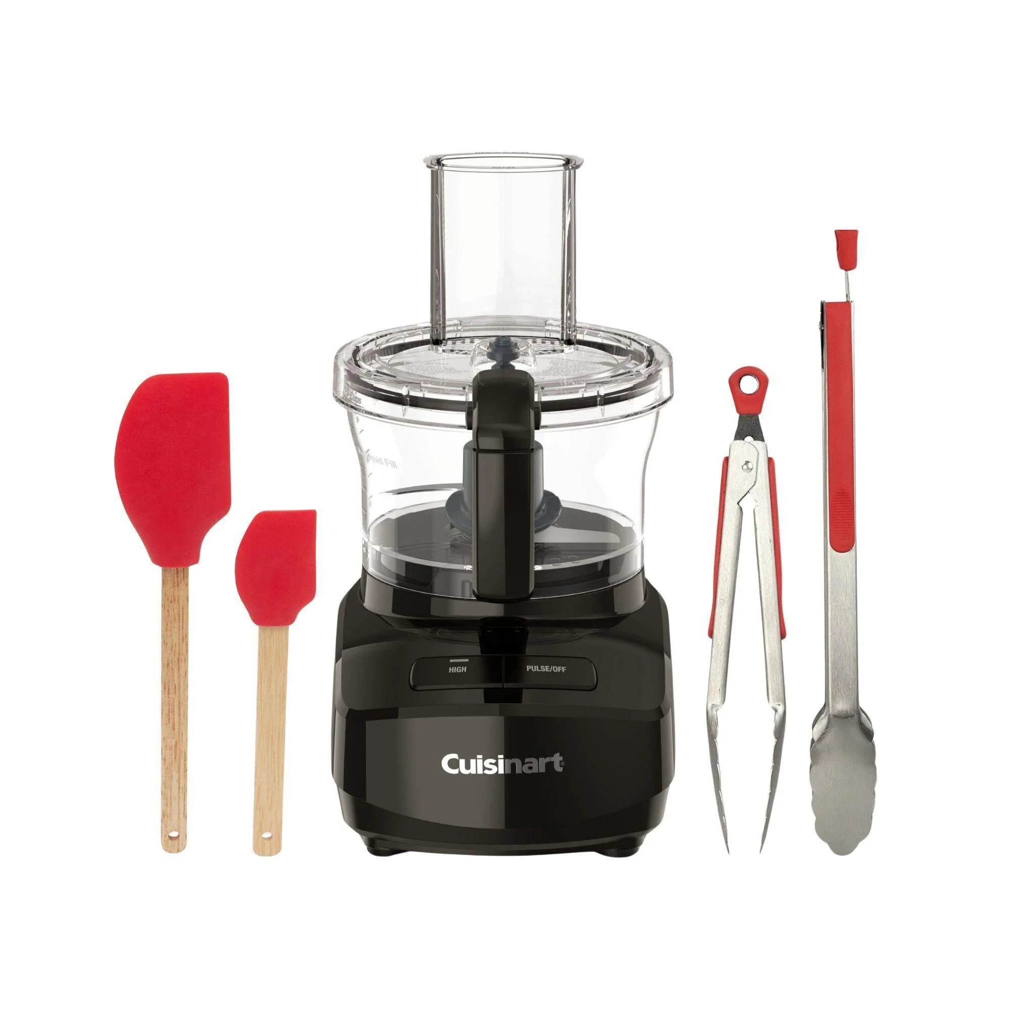 Cuisinart 7-Cup Food Processor with Stainless Steel Spatula and Silicone Tongs Set