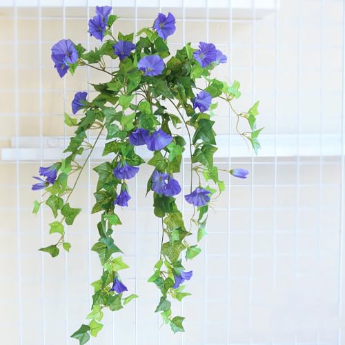 CrusJia Simulation Artificial Flower - 2024 New Artificial Uv Resistant Outdoor Flowers, Realistic Artificial Morning Glories for Outdoor Hanging, Fake Flowers for Home Porch Garden Patio Decor