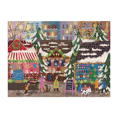 Galison Winter Lights Foil Puzzle, 500 Pieces, 20” x 20” – Holiday Jigsaw Puzzle Featuring a Festive City Scene by Joy Laforme – Thick, Sturdy Pieces, Challenging Family Activity, Great Gift Idea