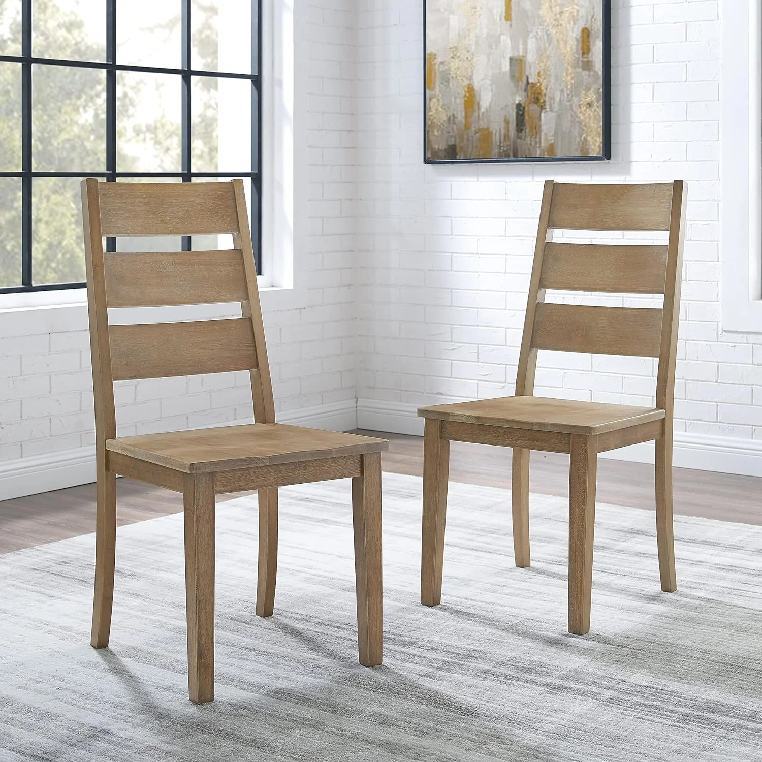 Joanna 2-Piece Ladder Back Dining Chair Set, Rustic Brown