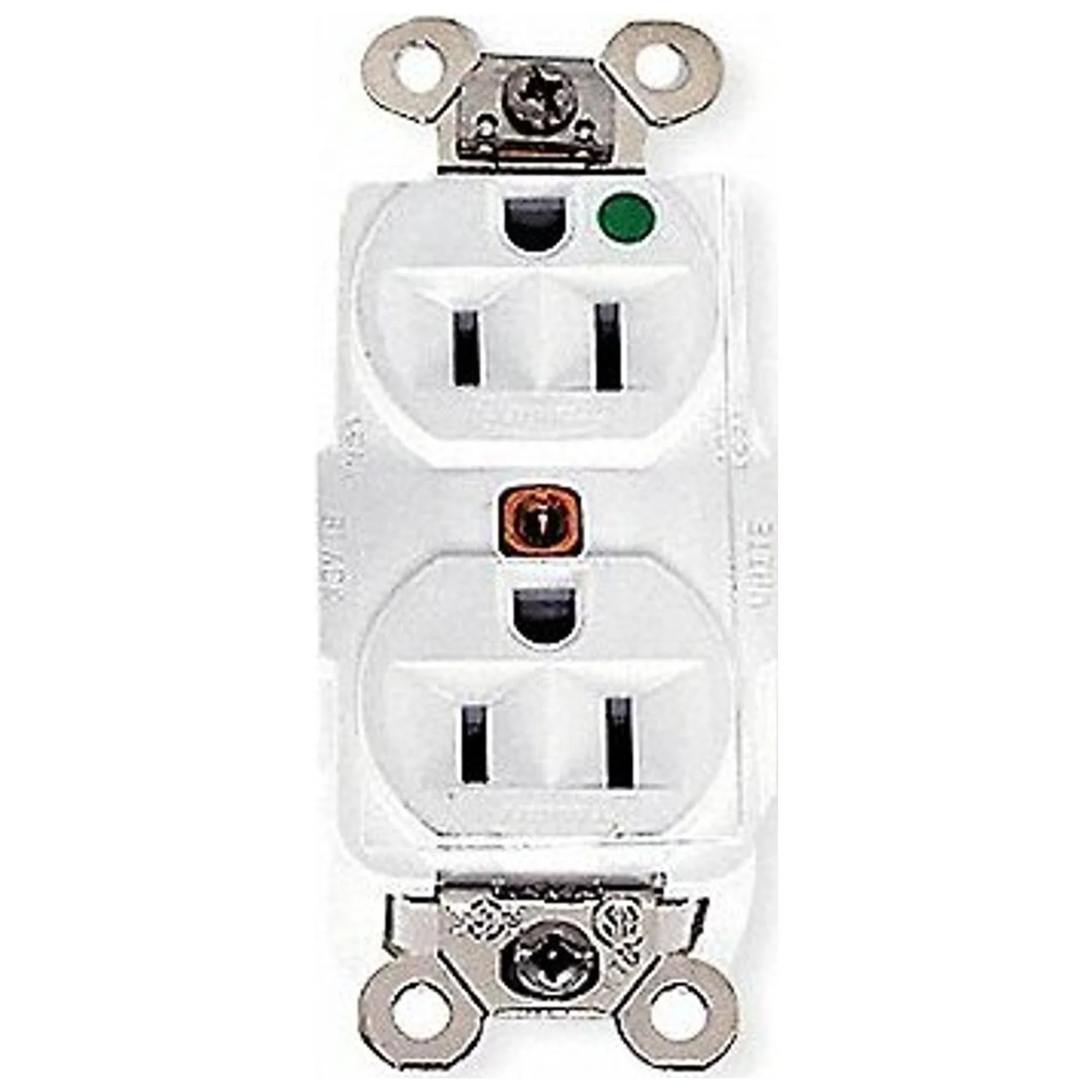 Hubbell Recept,White,15 A,2P3W,Back; Side,1PK  HBL8200W