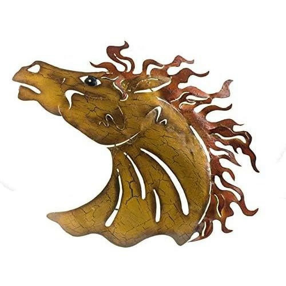 Artisan Crafted Painted Iron Plasma Cut | Metal Wall Art | Horse Head Crackle