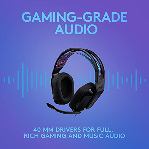 Logitech G535 Lightspeed Wireless Gaming Headset - Lightweight on-ear headphones, flip to mute mic, stereo, compatible with PC, PS4, PS5, USB rechargeable - Black