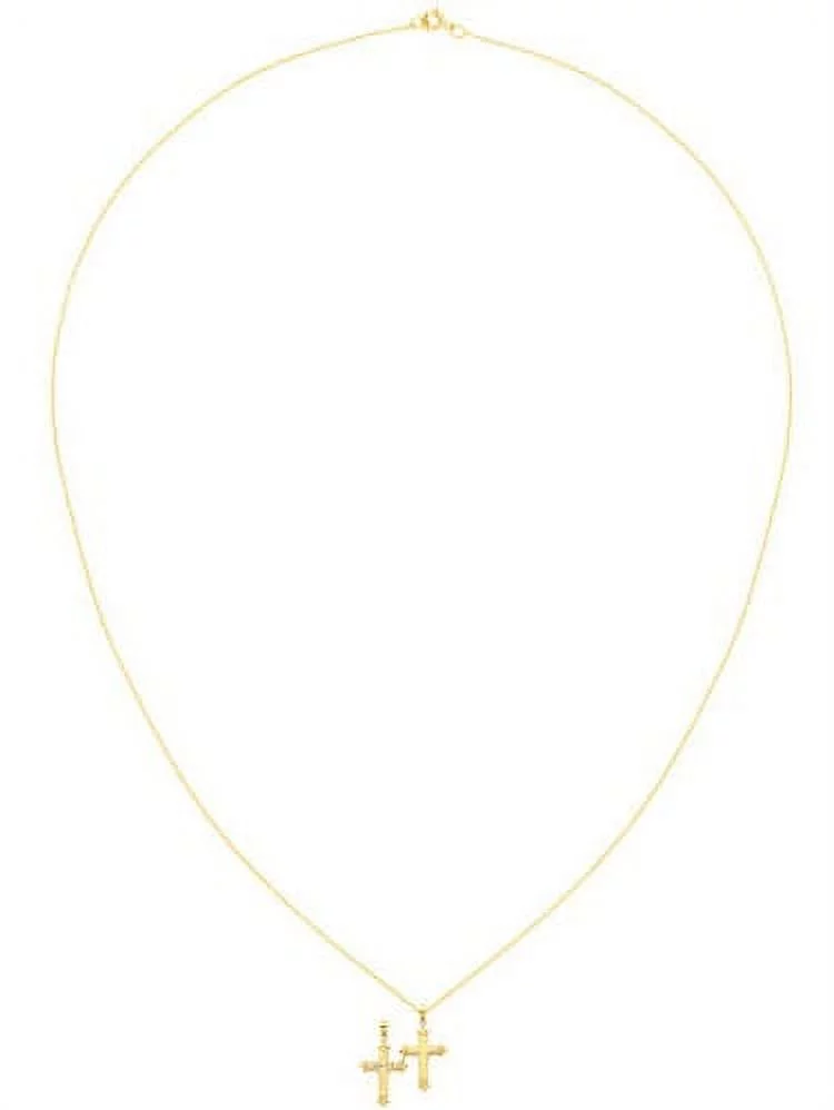 Primal Gold 14K Yellow Gold Reversible Diamond Cut Cross Necklace