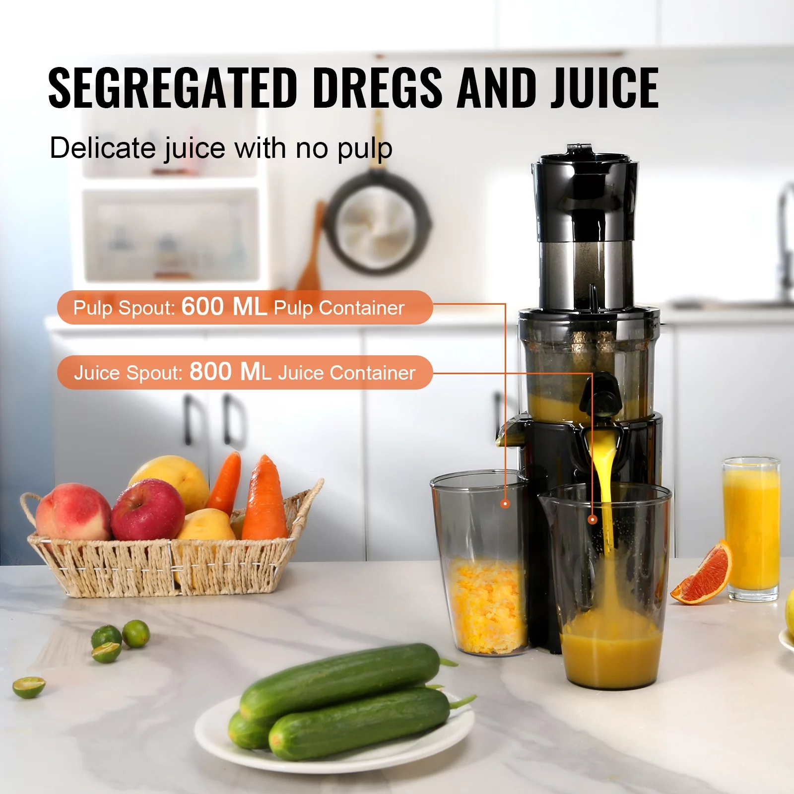 BENTISM Masticating Slow Juicer Electric Cold Press Squeezer Vegetables and Fruits