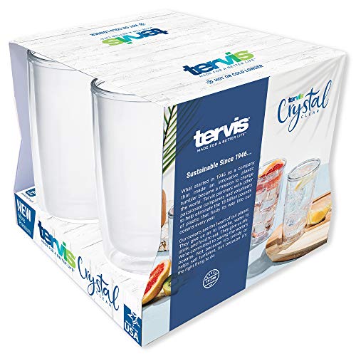 Tervis Crystal Clear Tabletop Made in USA Double Walled Insulated Tumbler Travel Cup Keeps Drinks Cold & Hot, 16oz - 4pk, Classic
