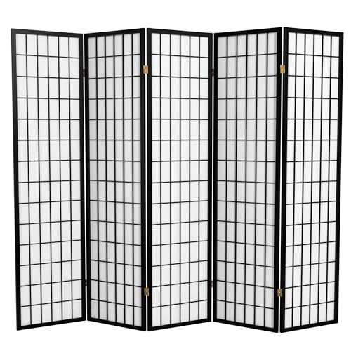 Red Lantern 6 ft. Tall Window Pane Shoji Screen-Natural-4 Panels Room Divider