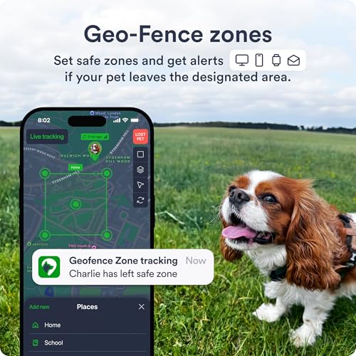 Dog GPS Tracker With Smart Alerts & Geo-Fence - Real-Time Location Tracking Collar Device with App, Embedded SIM, Waterproof - Up to 7 Days Battery (Android & iOS) 4-Month Subscription Included
