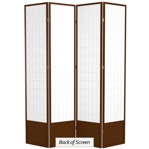 Red Lantern 7 ft. Tall Window Pane Shoji Screen-White-3 Panels Room Divider