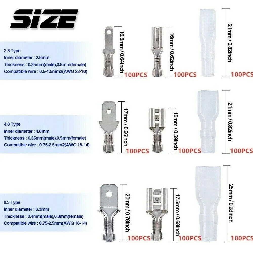 Crimp Terminals Kit Assortment Spade Electrical Cable Wire Connectors 900PCS
