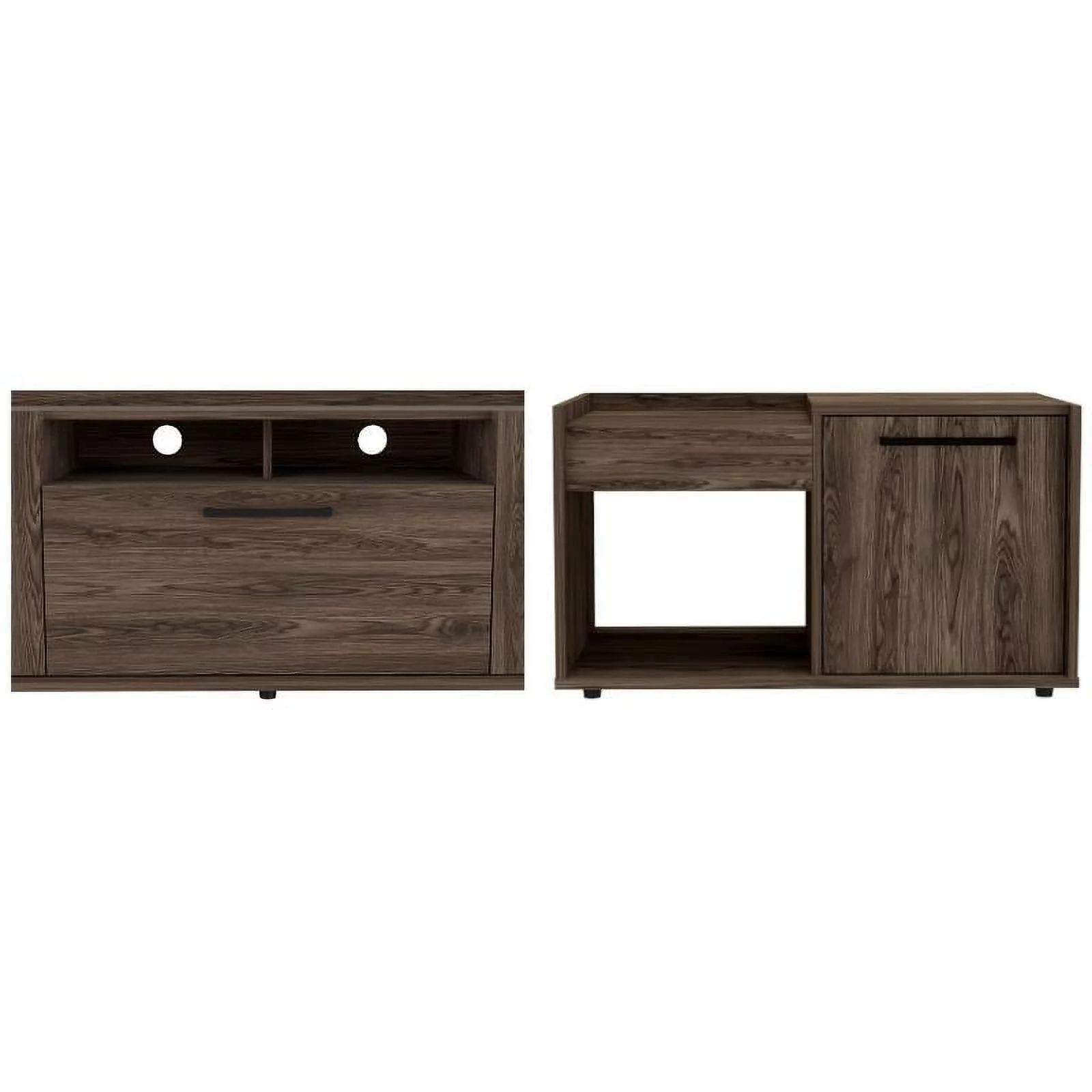 Home Square 2-Piece Set with Lyon Coffee Table & TV Stand in Dark Walnut