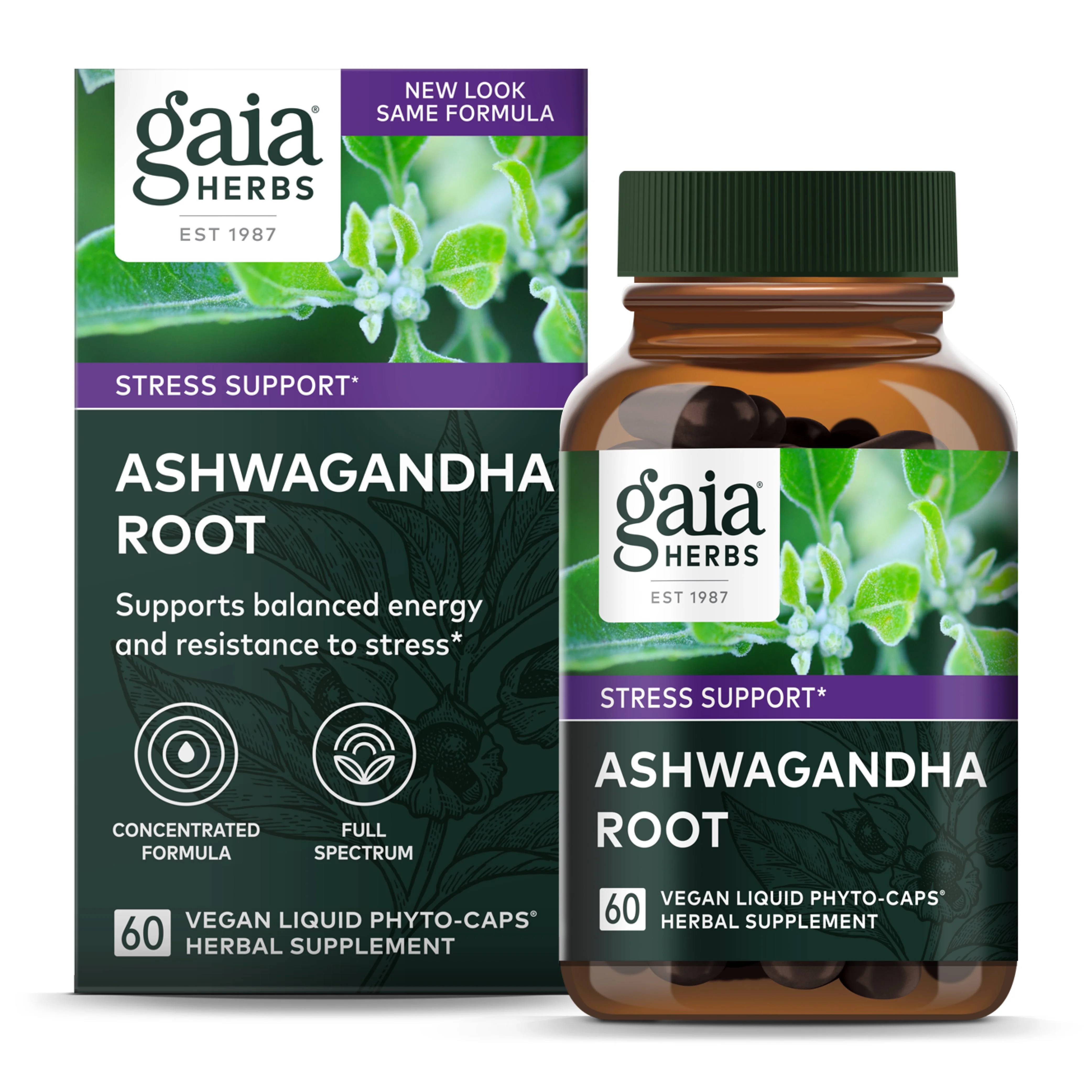 Gaia Herbs Ashwagandha Root - 60 Vegan Liquid Phyto-Caps (30-Day Supply)