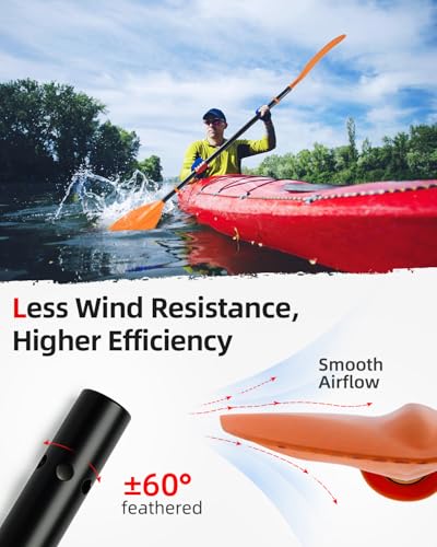 Abahub Adjustable Kayak Paddle 210-230 cm/ 230-250 cm Floating Kayaking Oars Boating Oars Canoeing Oars Black