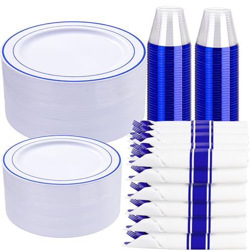 WELLIFE 350-Piece Gold Disposable Plates and Cutlery Set - Premium 10.25