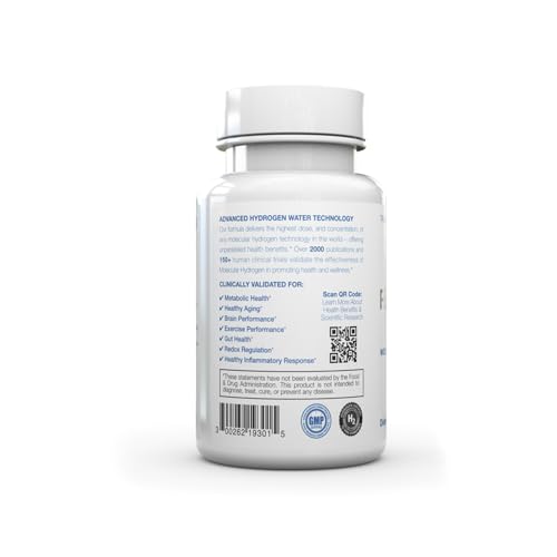 Rejuvenation Molecular Hydrogen Tablets with Magnesium: Highest Dose and Concentration, Supports Gut, Liver, Brain, Cardiovascular, Mitochondrial Health - Unflavored