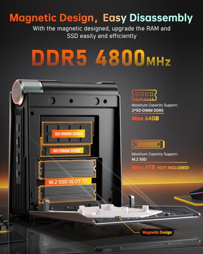 ACEMAGICIAN S3A Mini PC, Ryzen 7 5875U(up to 4.5Ghz), 16GB DDR4 512GB NVME SSD Mini Desktop Computer, Mini Computers [WiFi6/BT5.2] [4K UHD/RGB Lights/3 Adjustable Mode Light Gaming PC