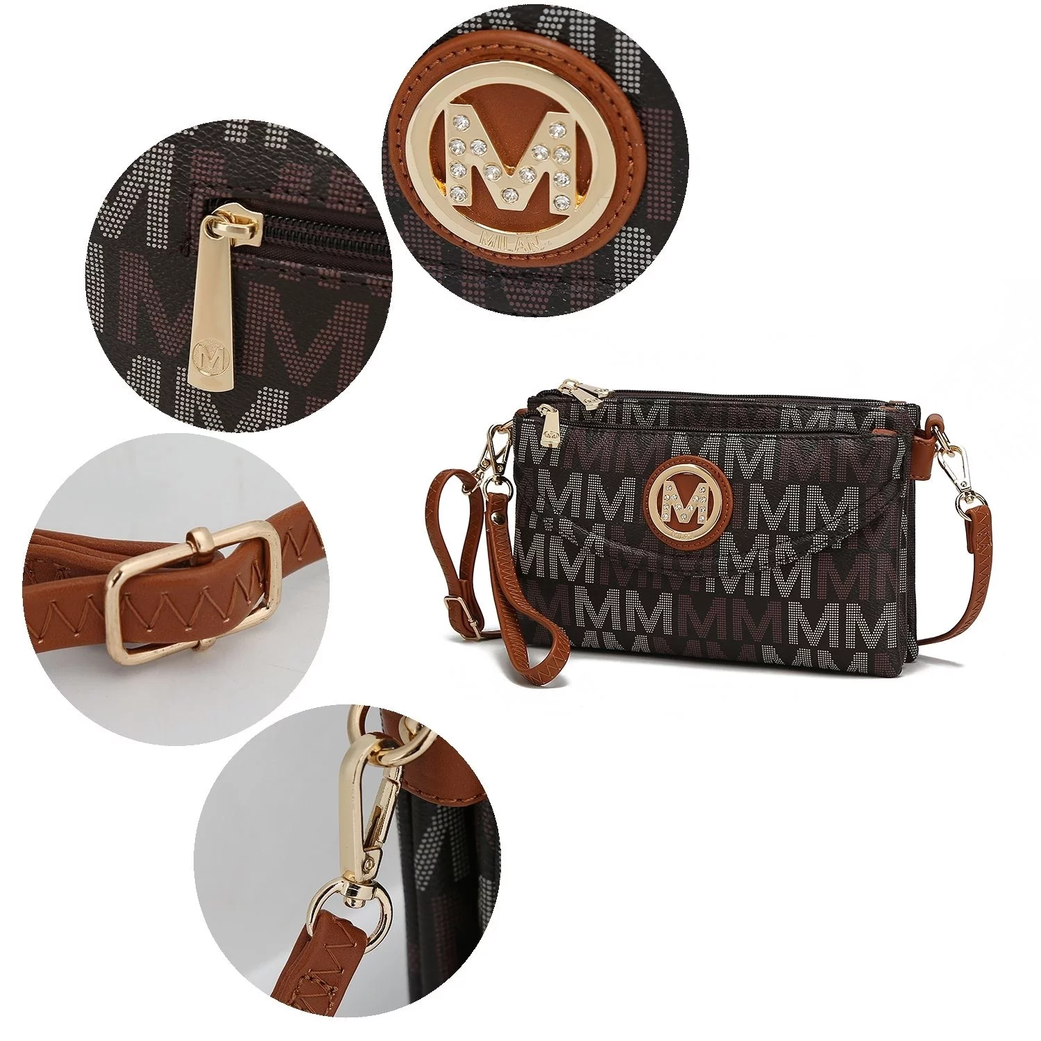 MKF Collection Ishani Women's Monogram Signature Crossbody Handbag by Mia K. - Beige
