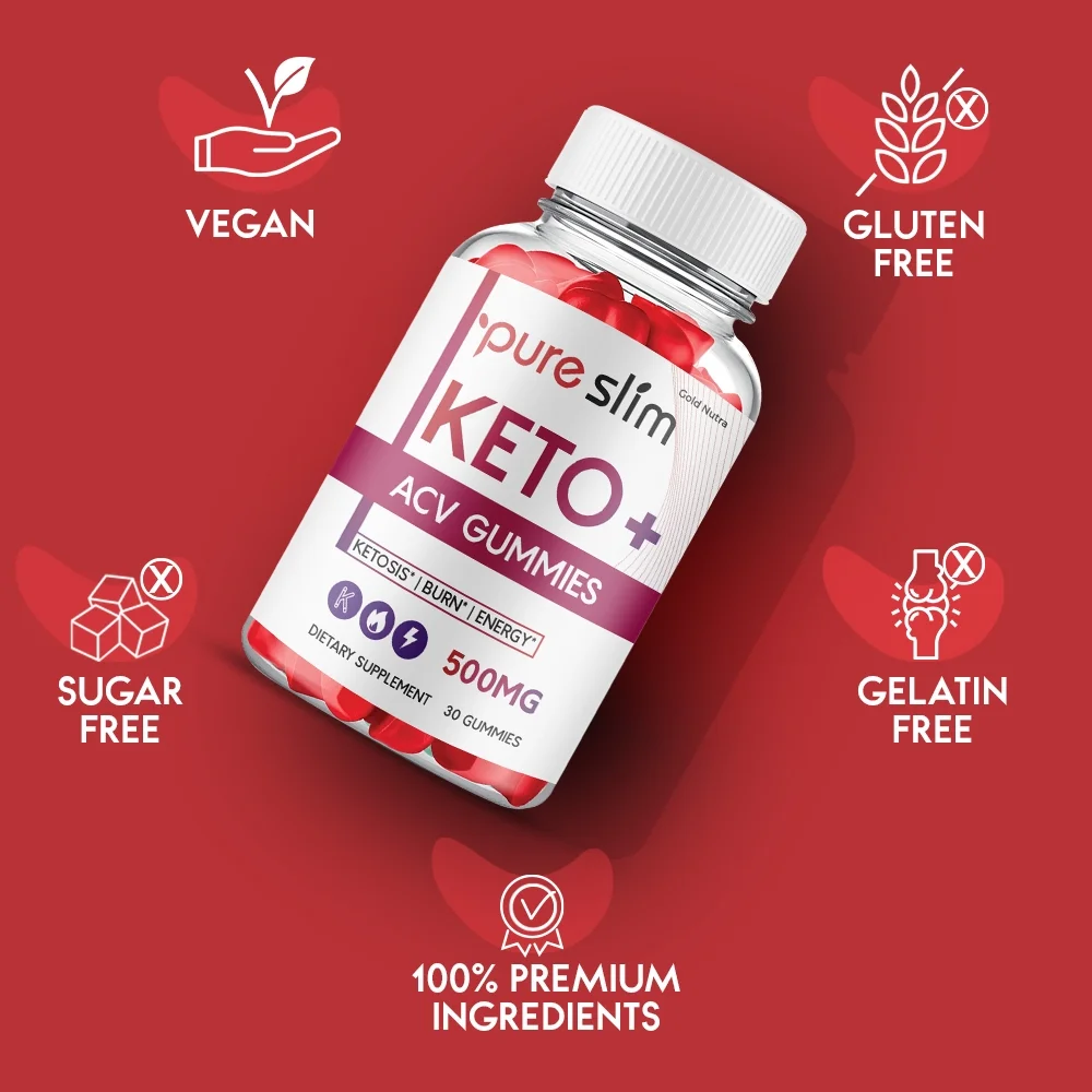 Pure Slim Keto ACV Gummies ,  Pure Slim Gummies, Apple Cider Vinegar Belly Fat Gummy Dietary Supplement Maximum Strength (2 Pack)