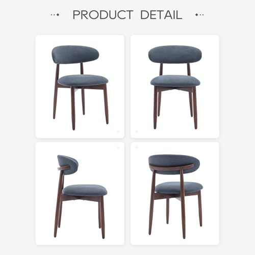 COLAMY Wooden Dining Chairs Set of 4, Modern Fabric Upholstered Dining Room Chair, Farmhouse Kitchen Chairs with Foot Pegs, Green